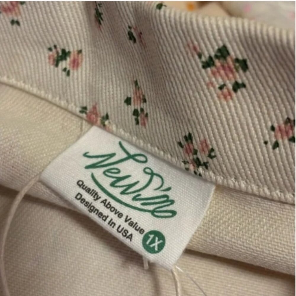 Cream Floral Trim Accent Quilted Long Sleeve Utility Jacket 1XL🆕⌚📦🏃💨🚚 - Picture 5 of 9